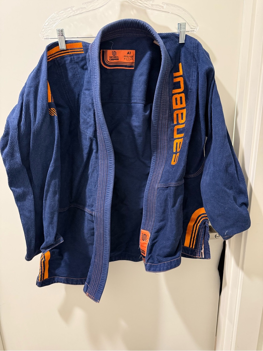 Sanabul Size A1 Navy Orange Brazillian Jiu Jitsu Gi (shirt and bottoms)